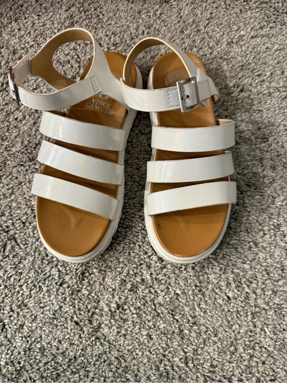Bundle 3 for $12 Vince Camuto White Glitter Triple-Strap Kids Sandals
